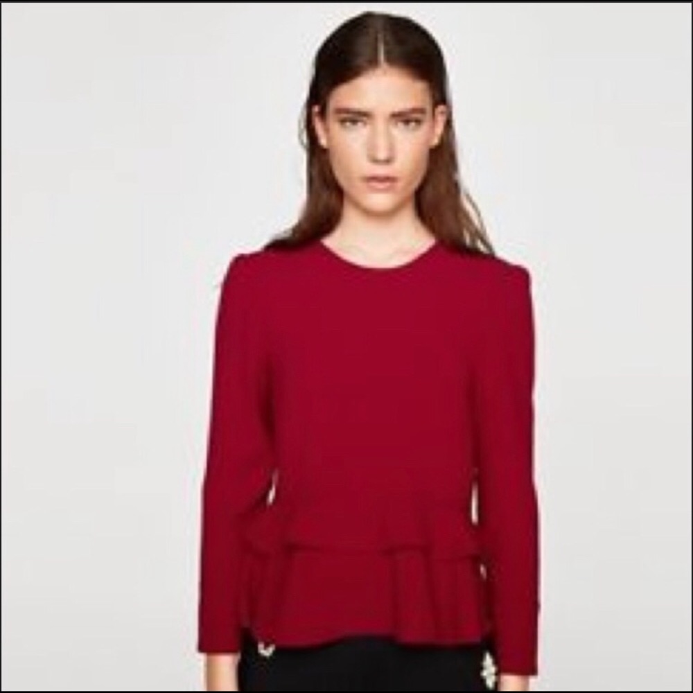 Zara Peplum Blouse in Red